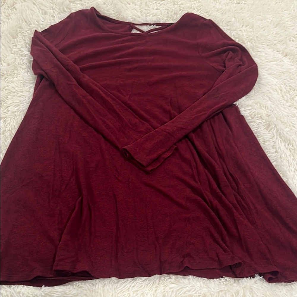 Women's Burgundy Long Sleeve Dress